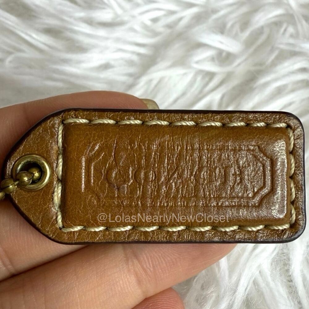 1.5" y2k COACH Brown Fob Bag Charm Hang tag Hangtag